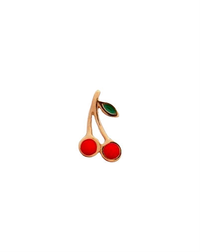 Stine A - Petit Cherry Enamel Single Ørering - Guldfarvet